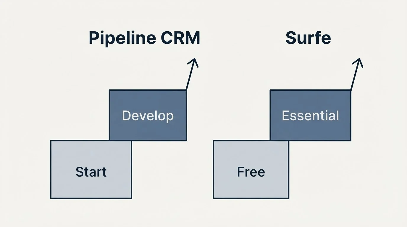 Pricing ladder: Pricing Comparison (Pipeline CRM, Surfe, Start, Free)