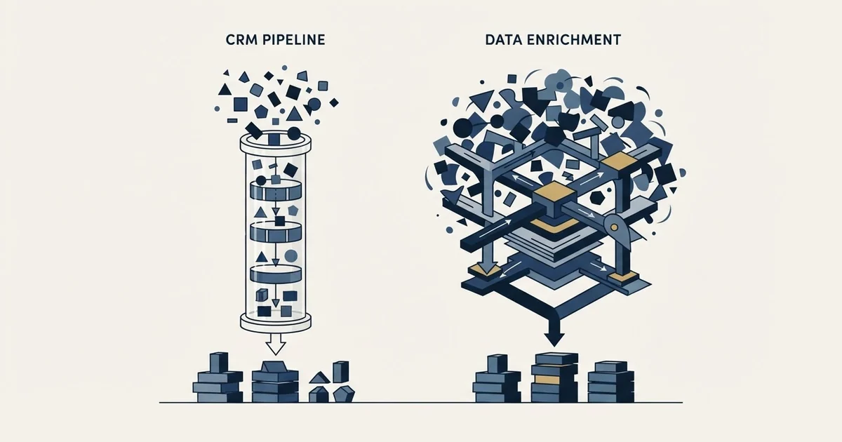 Editorial illustration for Pipeline CRM vs TheirStack