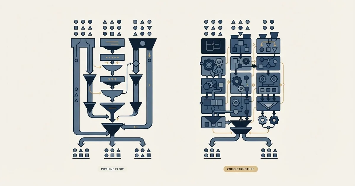 Editorial illustration for Pipeline CRM vs Zoho CRM