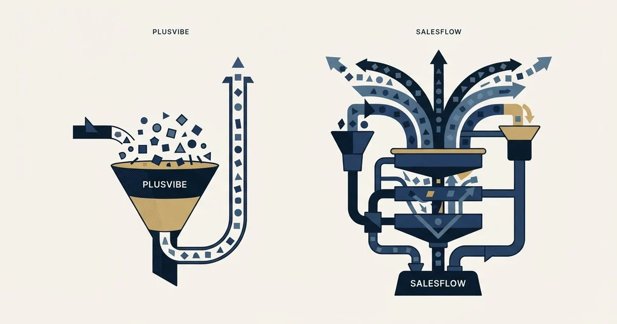 Editorial illustration for PlusVibe vs Salesflow