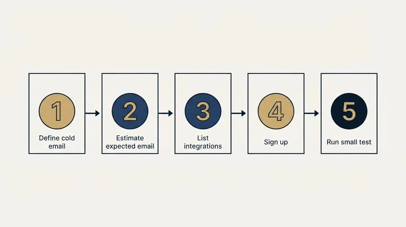 Step sequence: Getting Started Checklist (Define cold email, Estimate expected email, List integrations, Sign up)