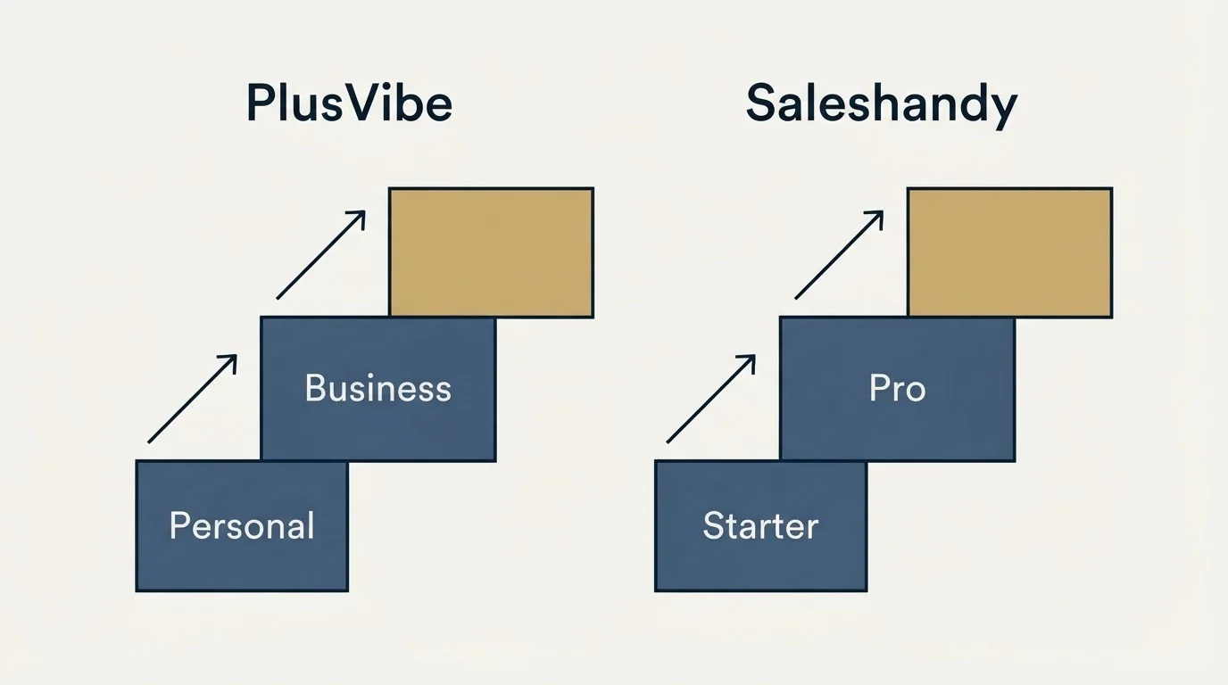 Pricing ladder: Pricing Comparison (PlusVibe, Saleshandy, Personal, Starter)
