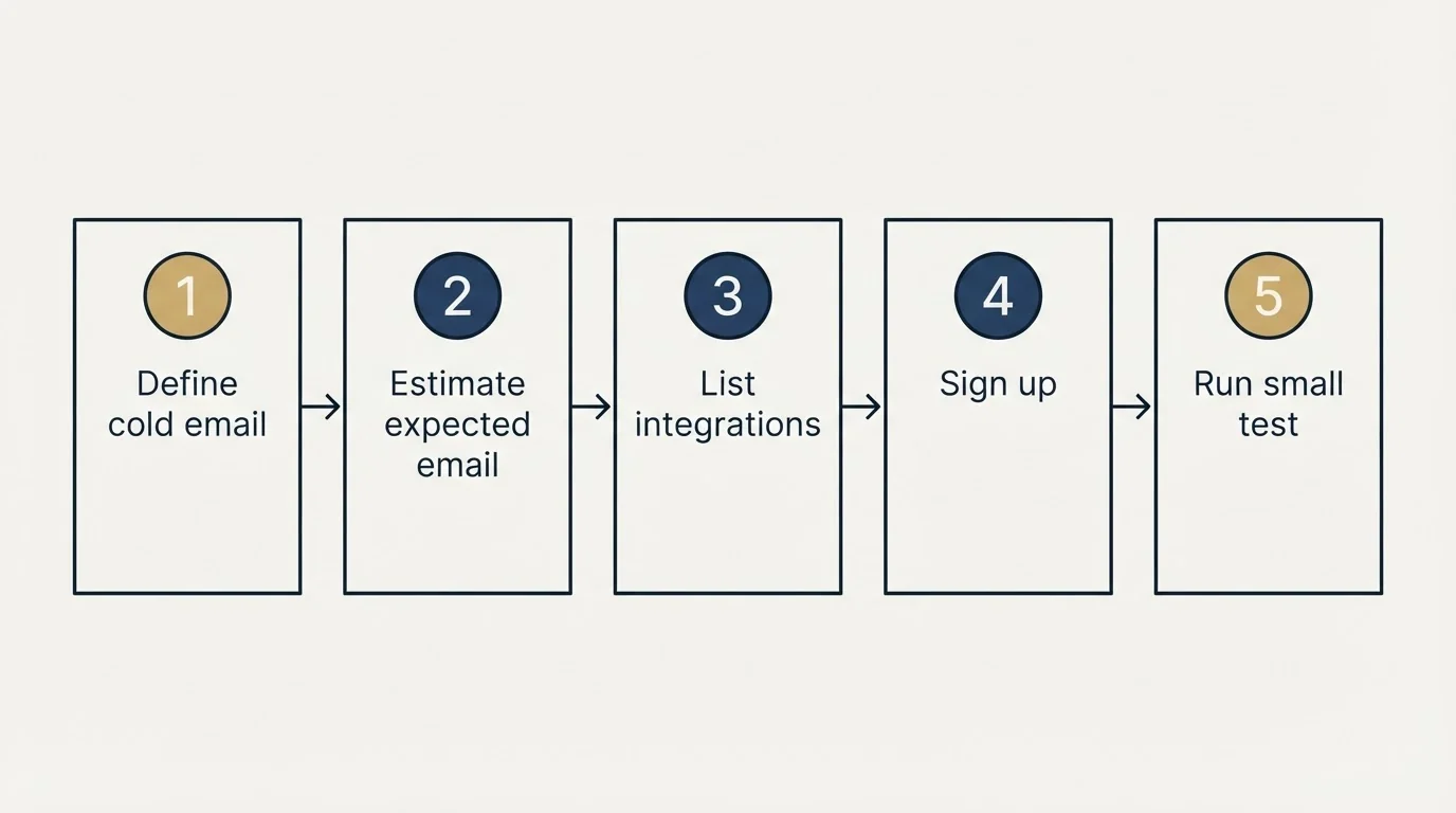Step sequence: Getting Started Checklist (Define cold email, Estimate expected email, List integrations, Sign up)