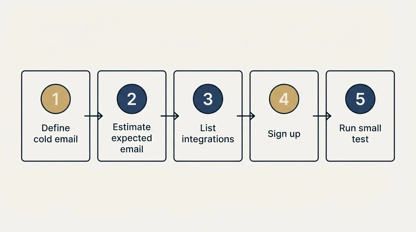 Step sequence: Getting Started Checklist (Define cold email, Estimate expected email, List integrations, Sign up)