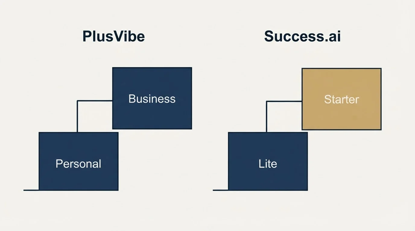 Pricing ladder: Pricing Comparison (PlusVibe, Success.ai, Personal, Lite)