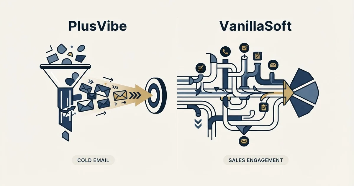 Editorial illustration for PlusVibe vs Vanillasoft