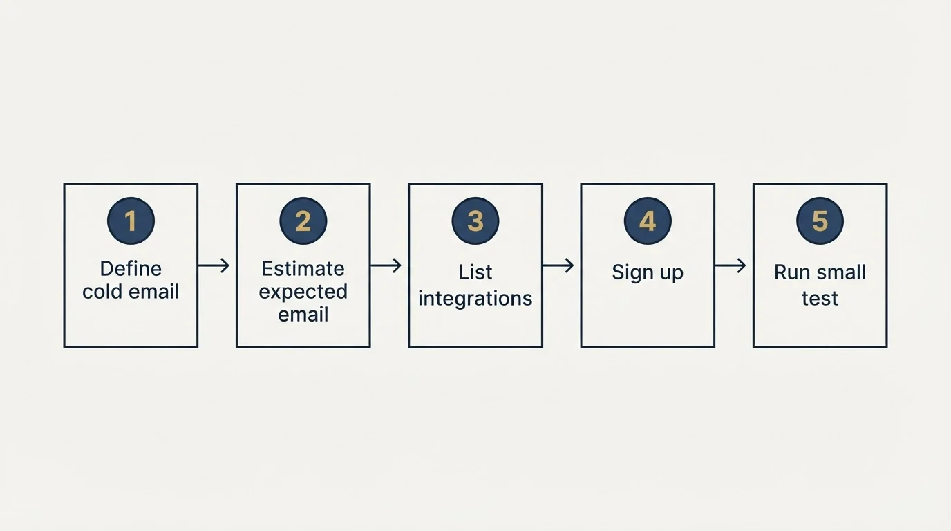Step sequence: Getting Started Checklist (Define cold email, Estimate expected email, List integrations, Sign up)