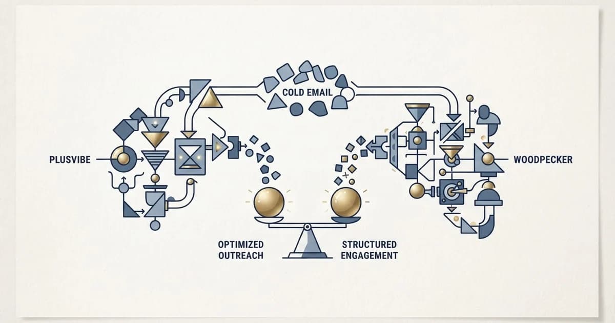 Editorial illustration for PlusVibe vs Woodpecker