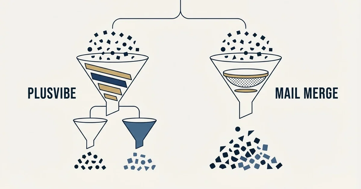 Editorial illustration for PlusVibe vs Yet Another Mail Merge