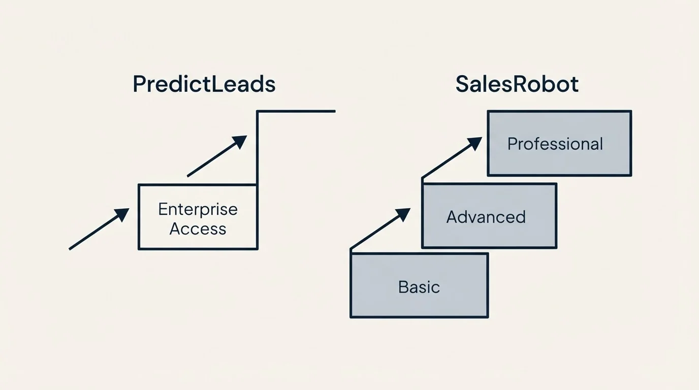 Pricing ladder: Pricing Comparison (PredictLeads, SalesRobot, Enterprise Access, Basic)