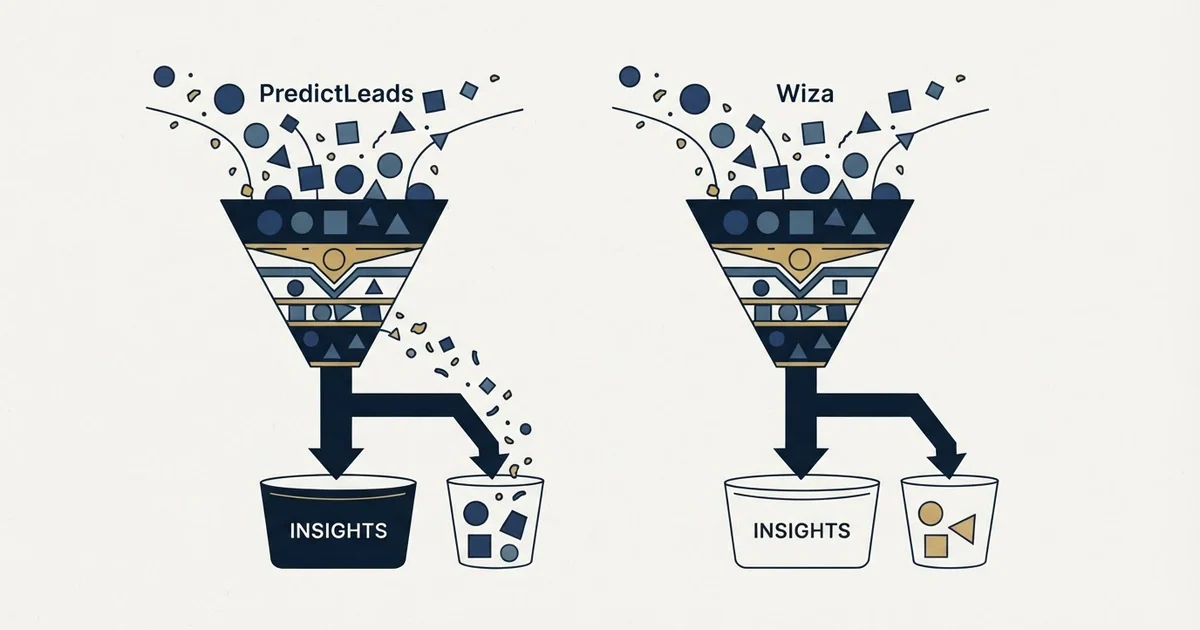 Editorial illustration for PredictLeads vs Wiza