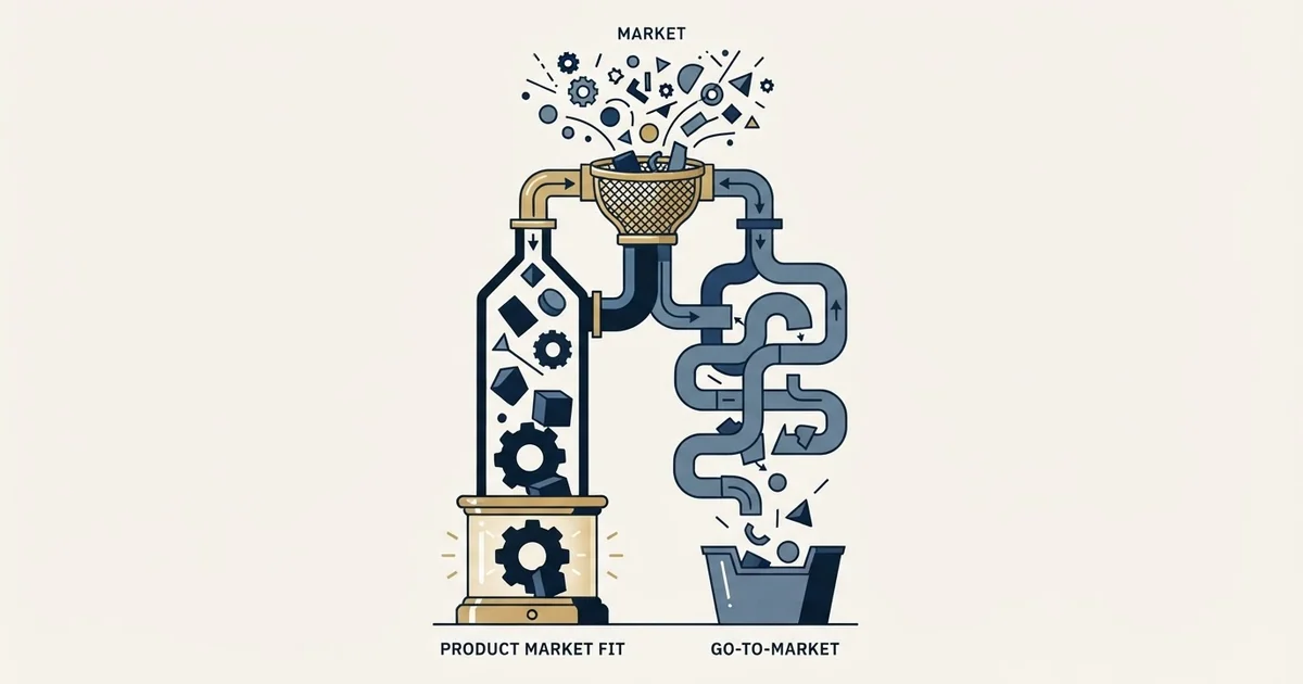 Editorial illustration for Product Market Fit vs Go-to-Market