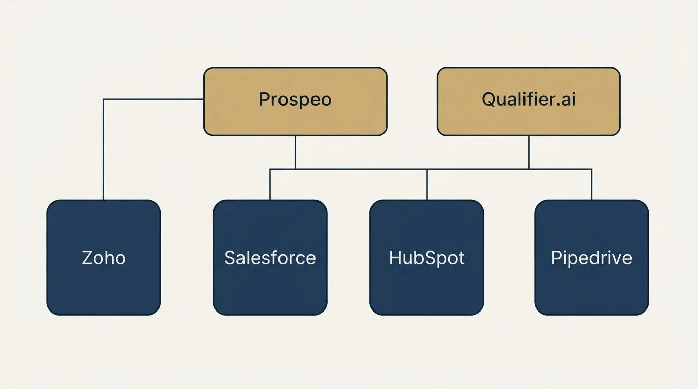 Integration grid: Integration Ecosystem (Prospeo, Qualifier.ai, Salesforce, HubSpot)