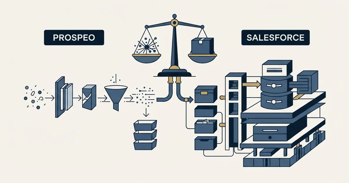 Editorial illustration for Prospeo vs Salesforce