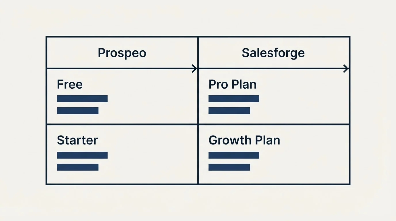 Pricing table: Pricing Comparison (Prospeo, Salesforge, Free, Pro Plan)