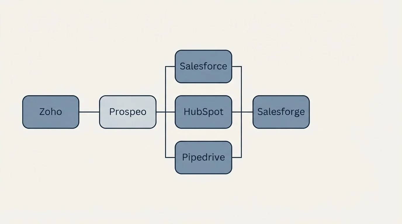 Integration flow: Integration Ecosystem (Prospeo, Salesforge, Salesforce, HubSpot)