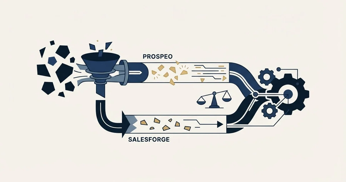 Editorial illustration for Prospeo vs Salesforge