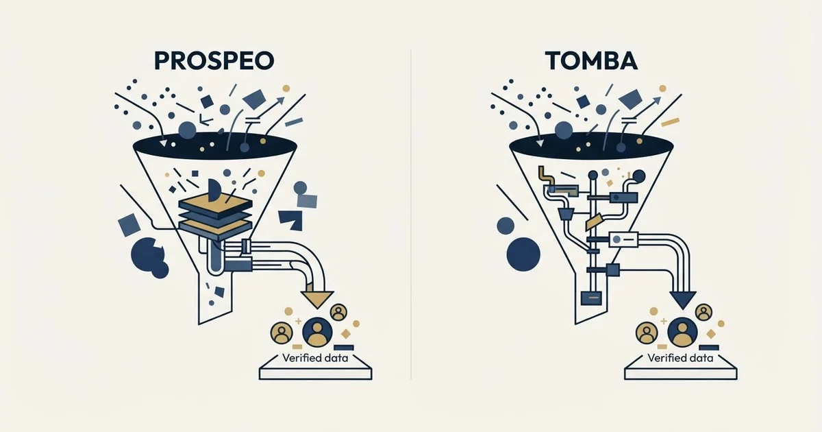 Editorial illustration for Prospeo vs Tomba
