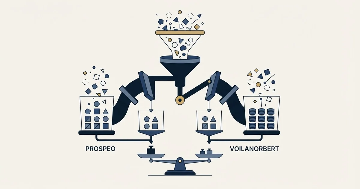 Editorial illustration for Prospeo vs VoilaNorbert