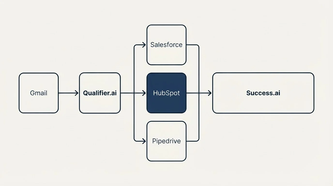 Integration flow: Integration Ecosystem (Qualifier.ai, Success.ai, Salesforce, HubSpot)