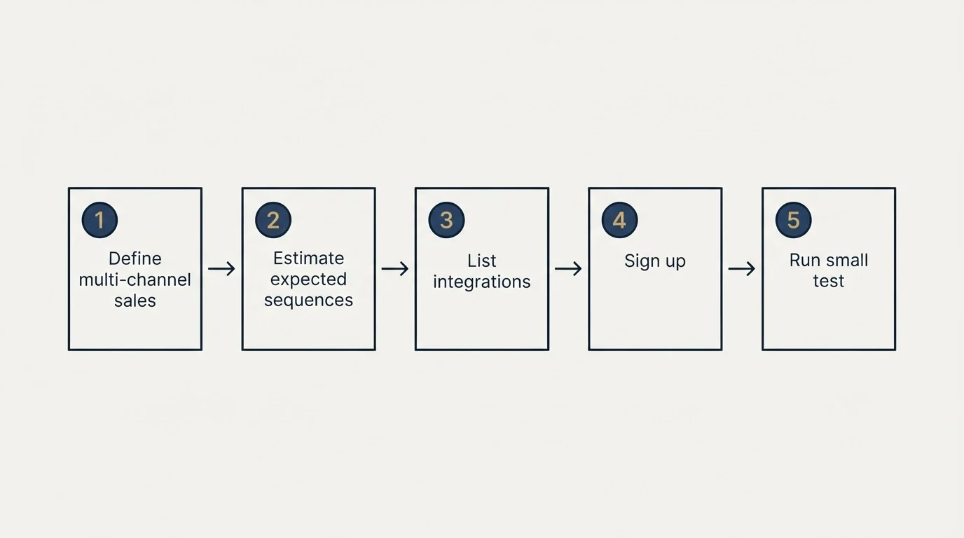 Step sequence: Getting Started Checklist (Define multi-channel sales, Estimate expected sequences, List integrations, Sign up)