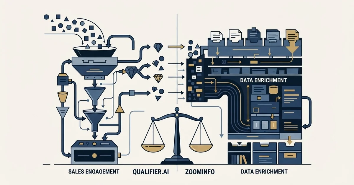 Editorial illustration for Qualifier.ai vs ZoomInfo