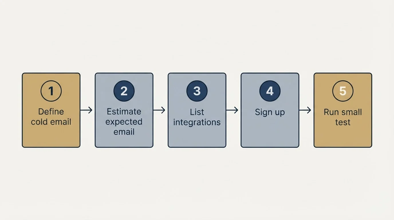 Step sequence: Getting Started Checklist (Define cold email, Estimate expected email, List integrations, Sign up)