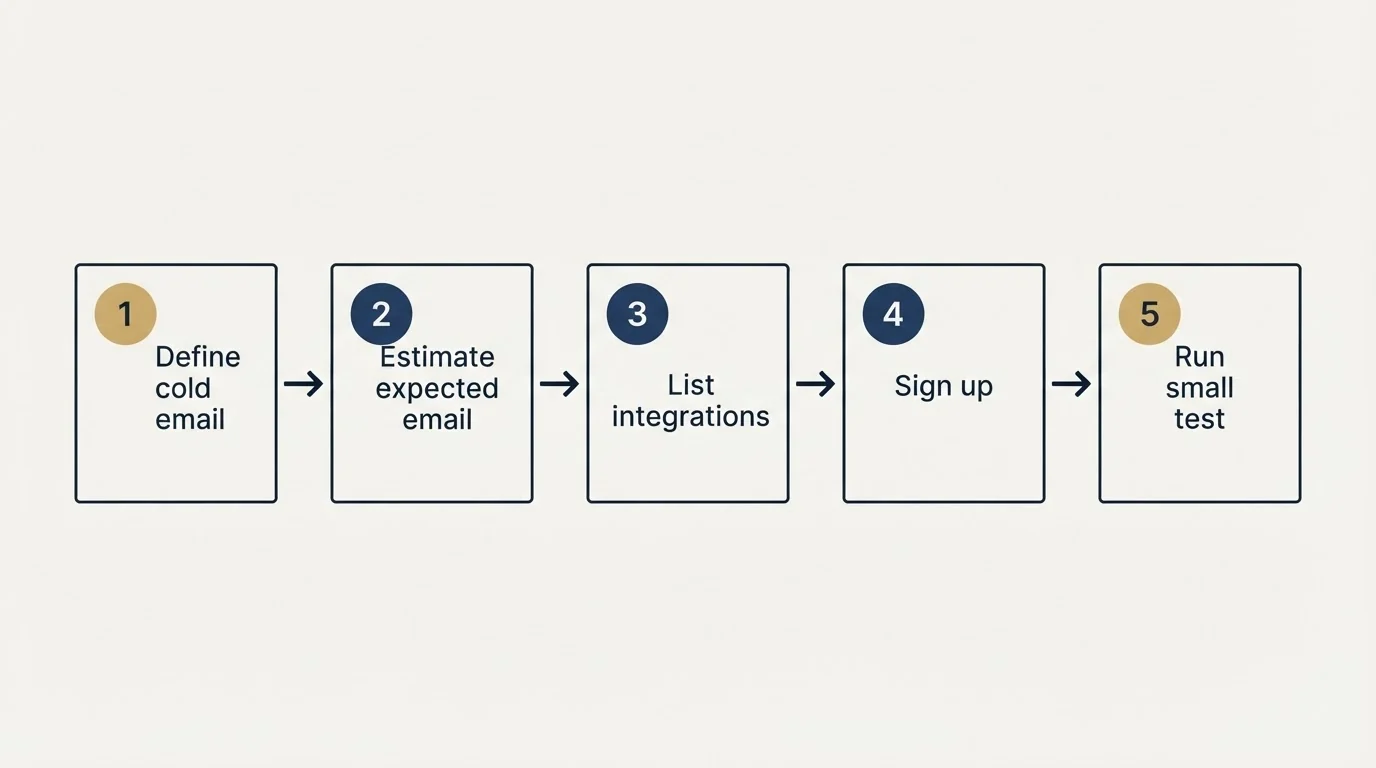 Step sequence: Getting Started Checklist (Define cold email, Estimate expected email, List integrations, Sign up)