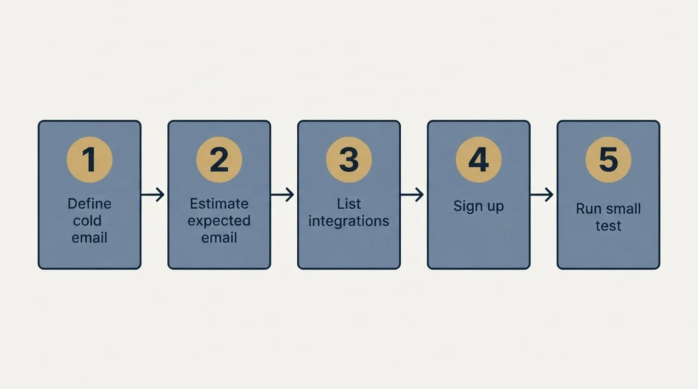 Step sequence: Getting Started Checklist (Define cold email, Estimate expected email, List integrations, Sign up)