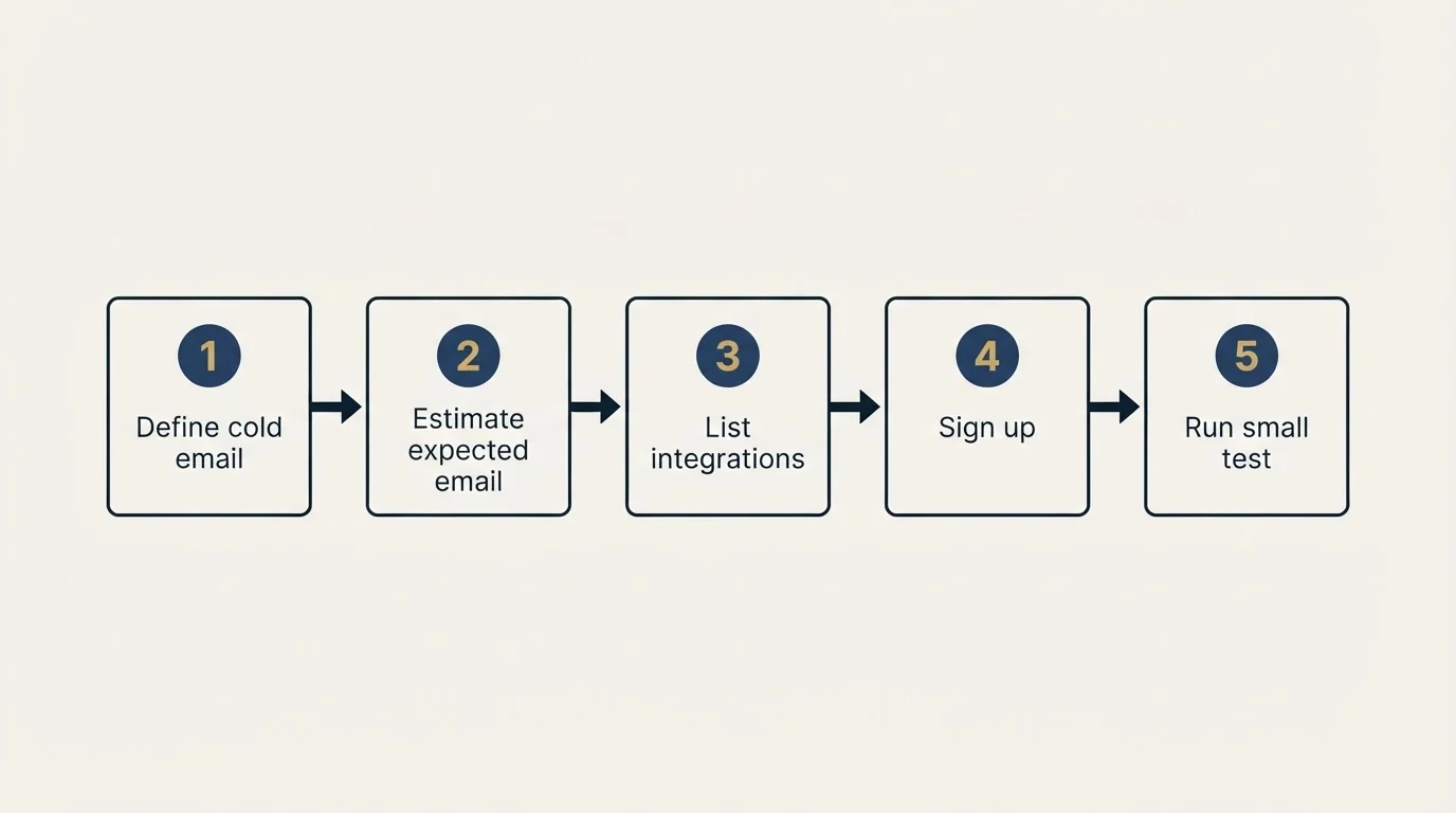 Step sequence: Getting Started Checklist (Define cold email, Estimate expected email, List integrations, Sign up)