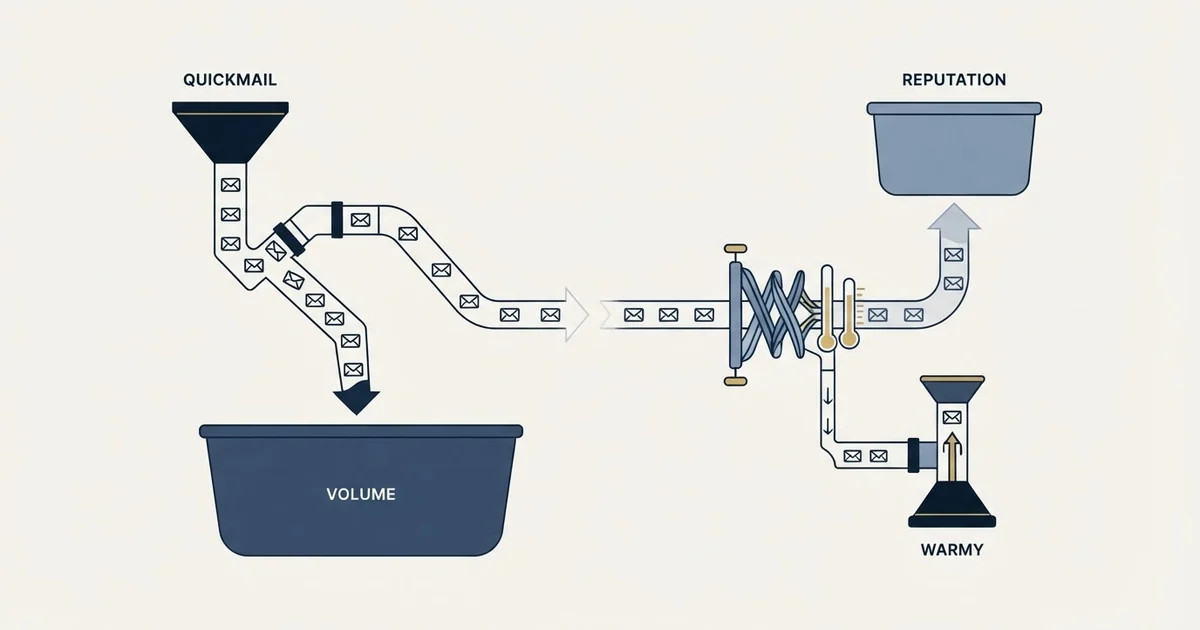 Editorial illustration for QuickMail vs Warmy