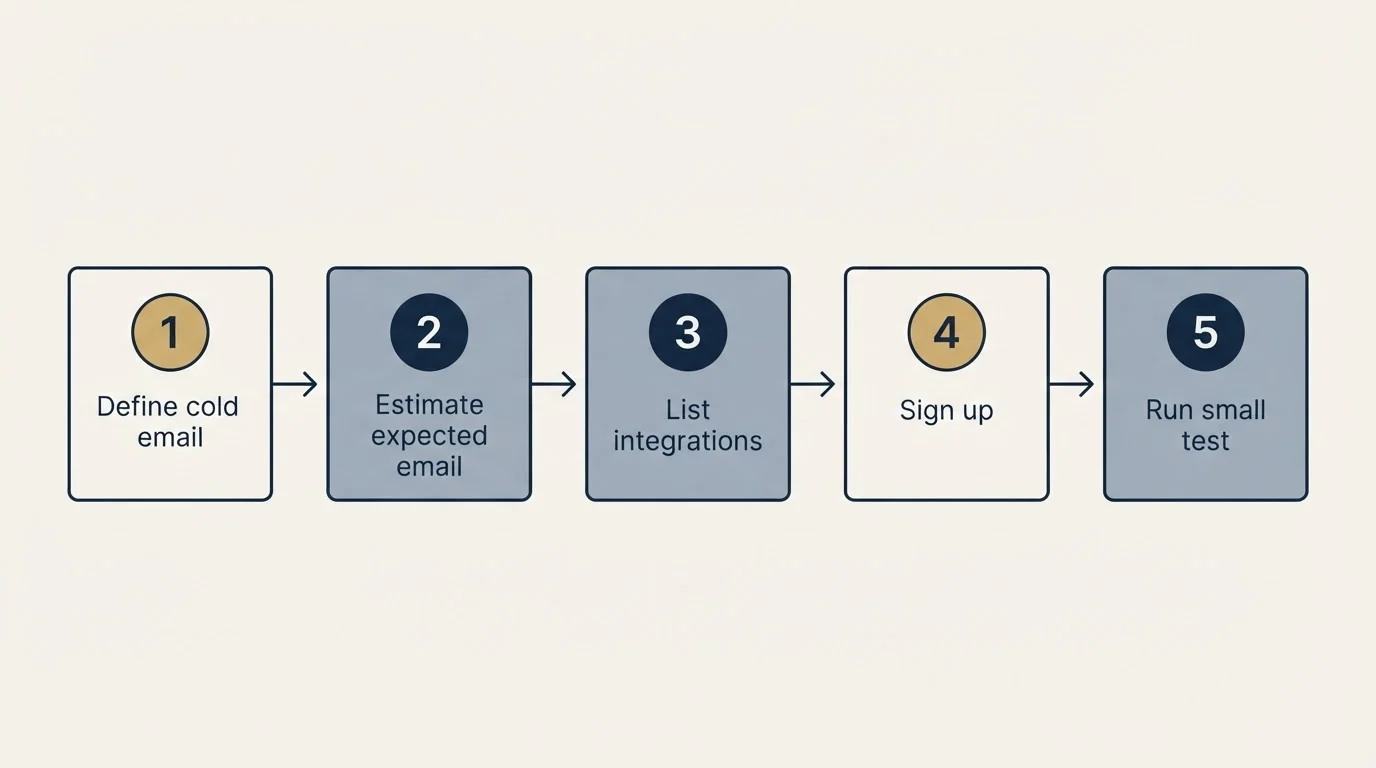 Step sequence: Getting Started Checklist (Define cold email, Estimate expected email, List integrations, Sign up)