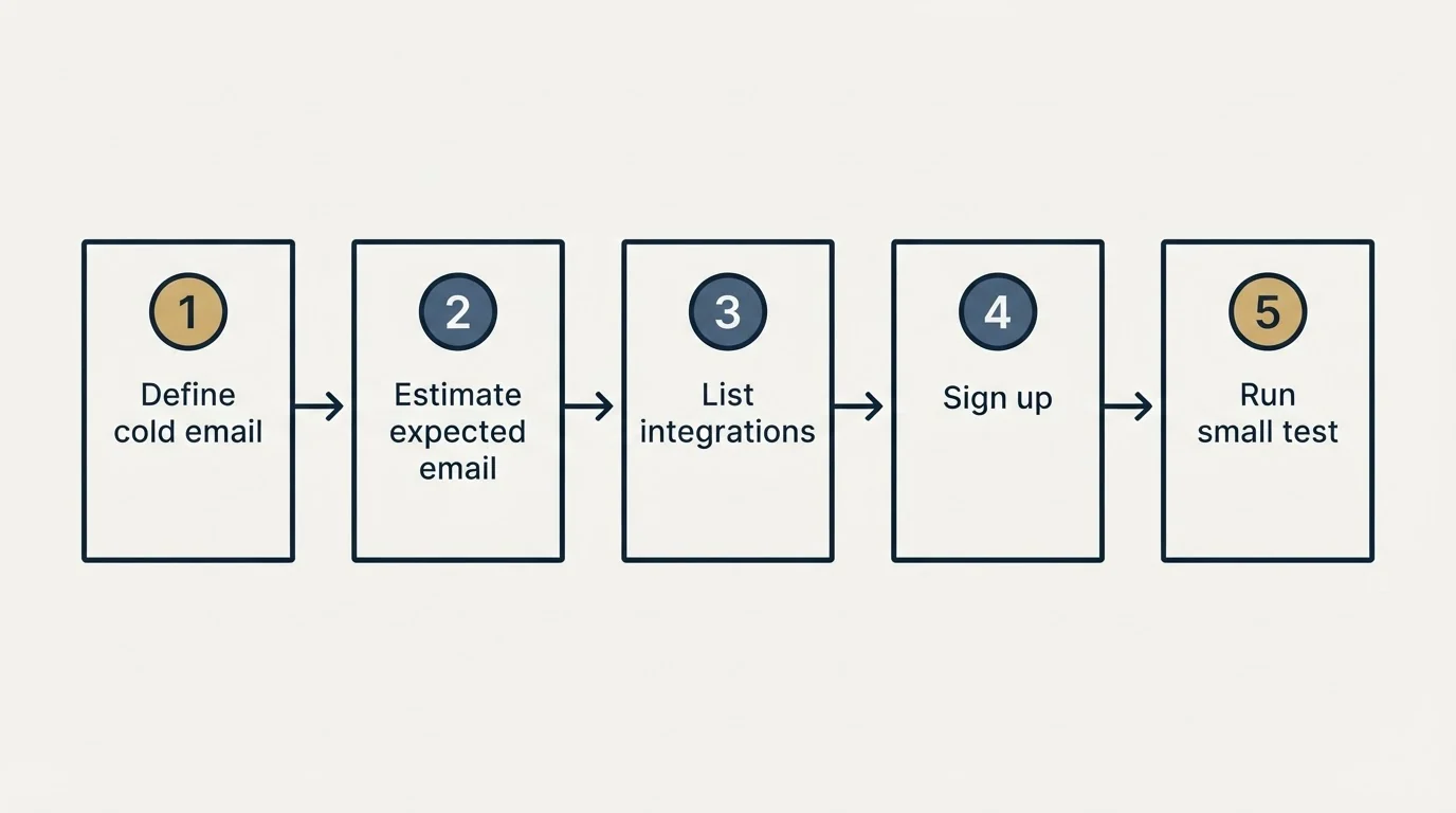Step sequence: Getting Started Checklist (Define cold email, Estimate expected email, List integrations, Sign up)