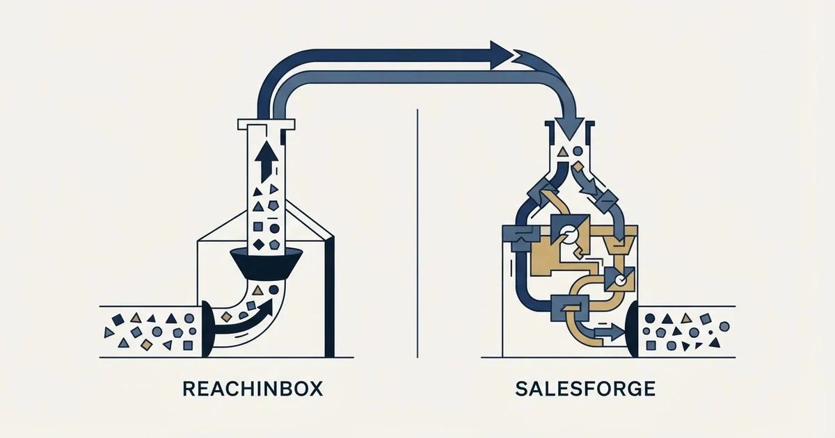 Editorial illustration for ReachInbox vs Salesforge