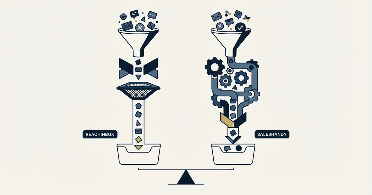 Editorial illustration for ReachInbox vs Saleshandy