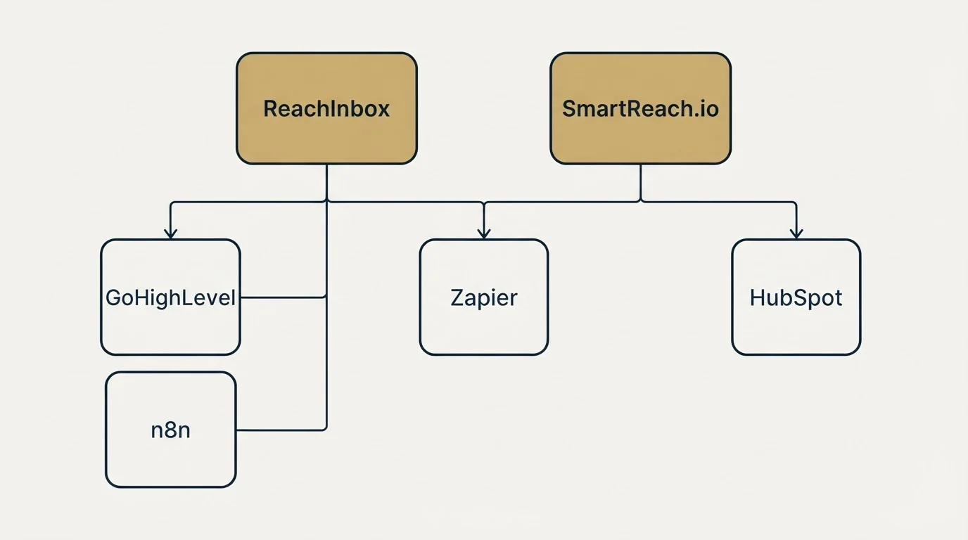 Integration grid: Integration Ecosystem (ReachInbox, SmartReach.io, Zapier, GoHighLevel)