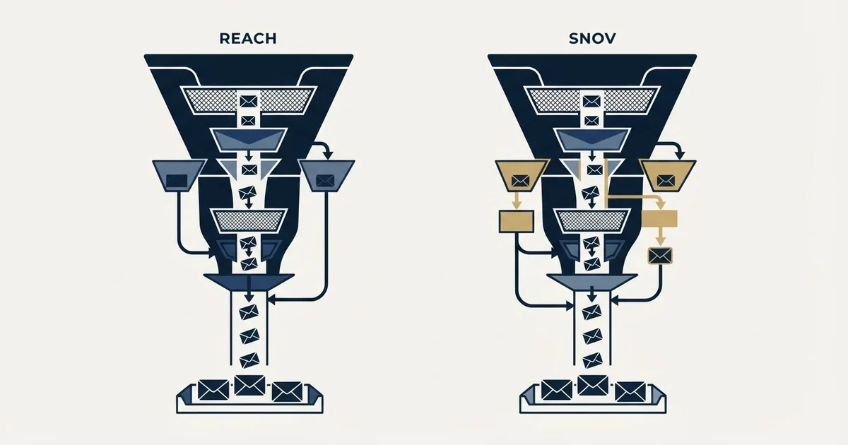 Editorial illustration for ReachInbox vs Snov.io