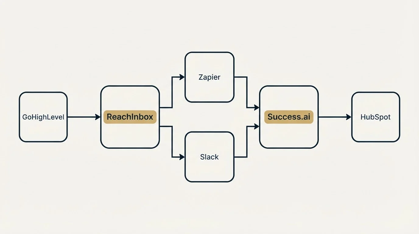 Integration flow: Integration Ecosystem (ReachInbox, Success.ai, Zapier, Slack)