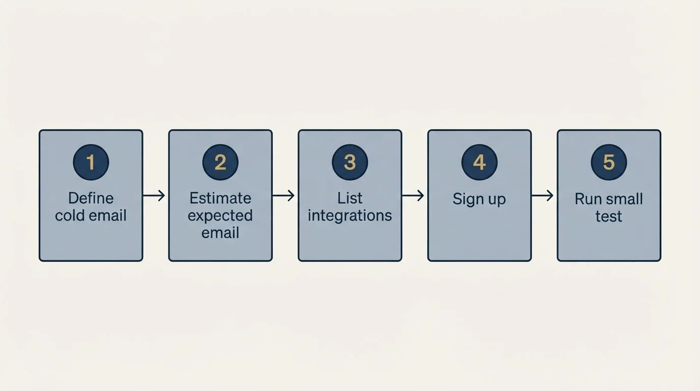 Step sequence: Getting Started Checklist (Define cold email, Estimate expected email, List integrations, Sign up)