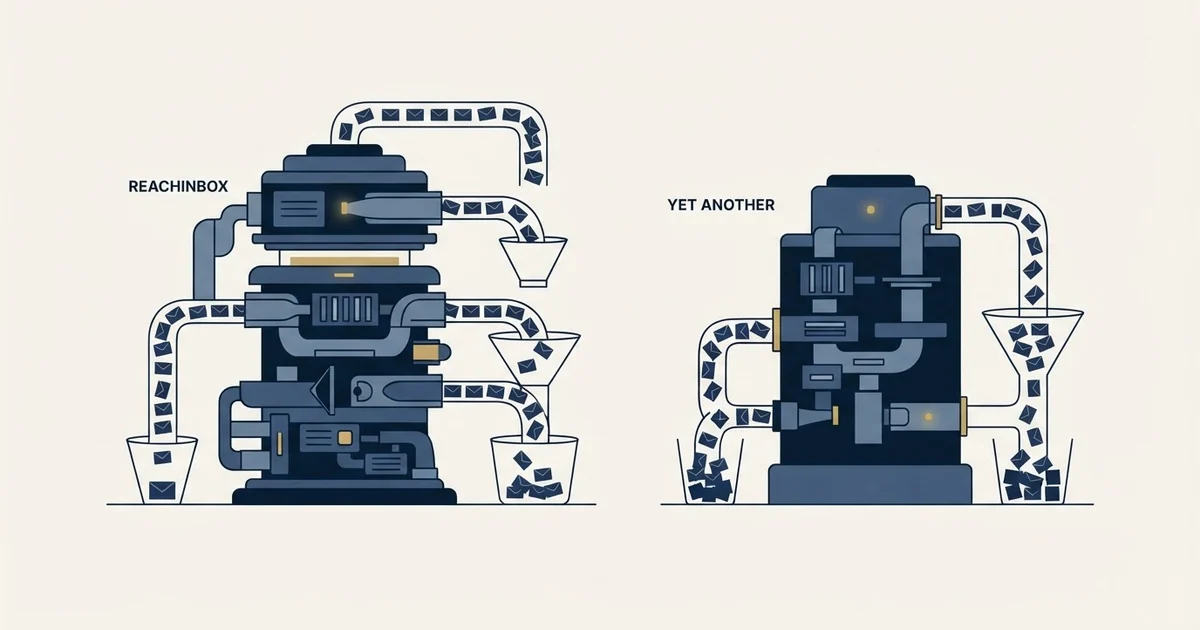 Editorial illustration for ReachInbox vs Yet Another Mail Merge