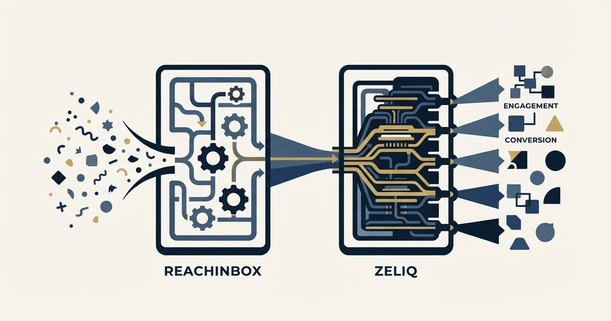 Editorial illustration for ReachInbox vs Zeliq