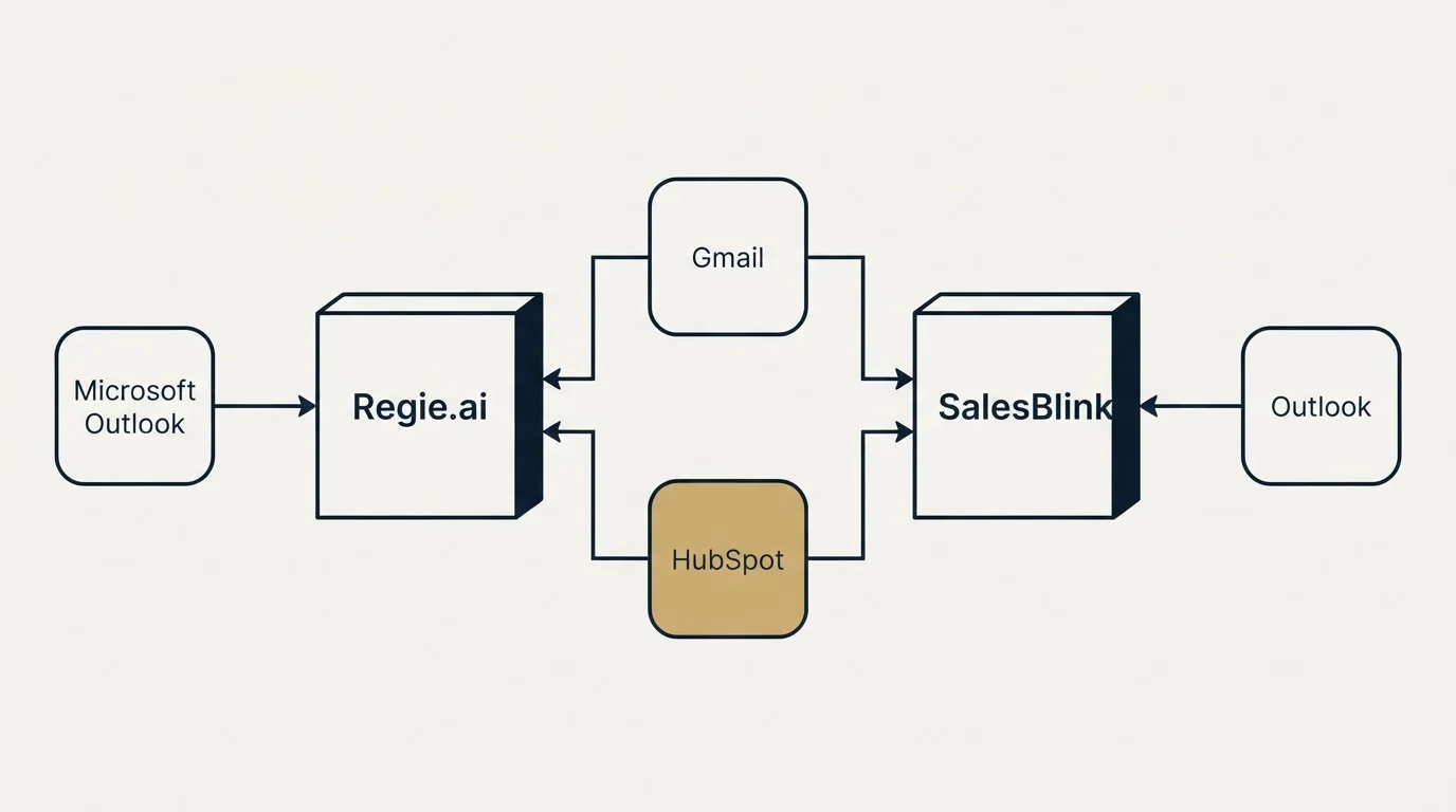 Integration flow: Integration Ecosystem (Regie.ai, SalesBlink, Gmail, HubSpot)