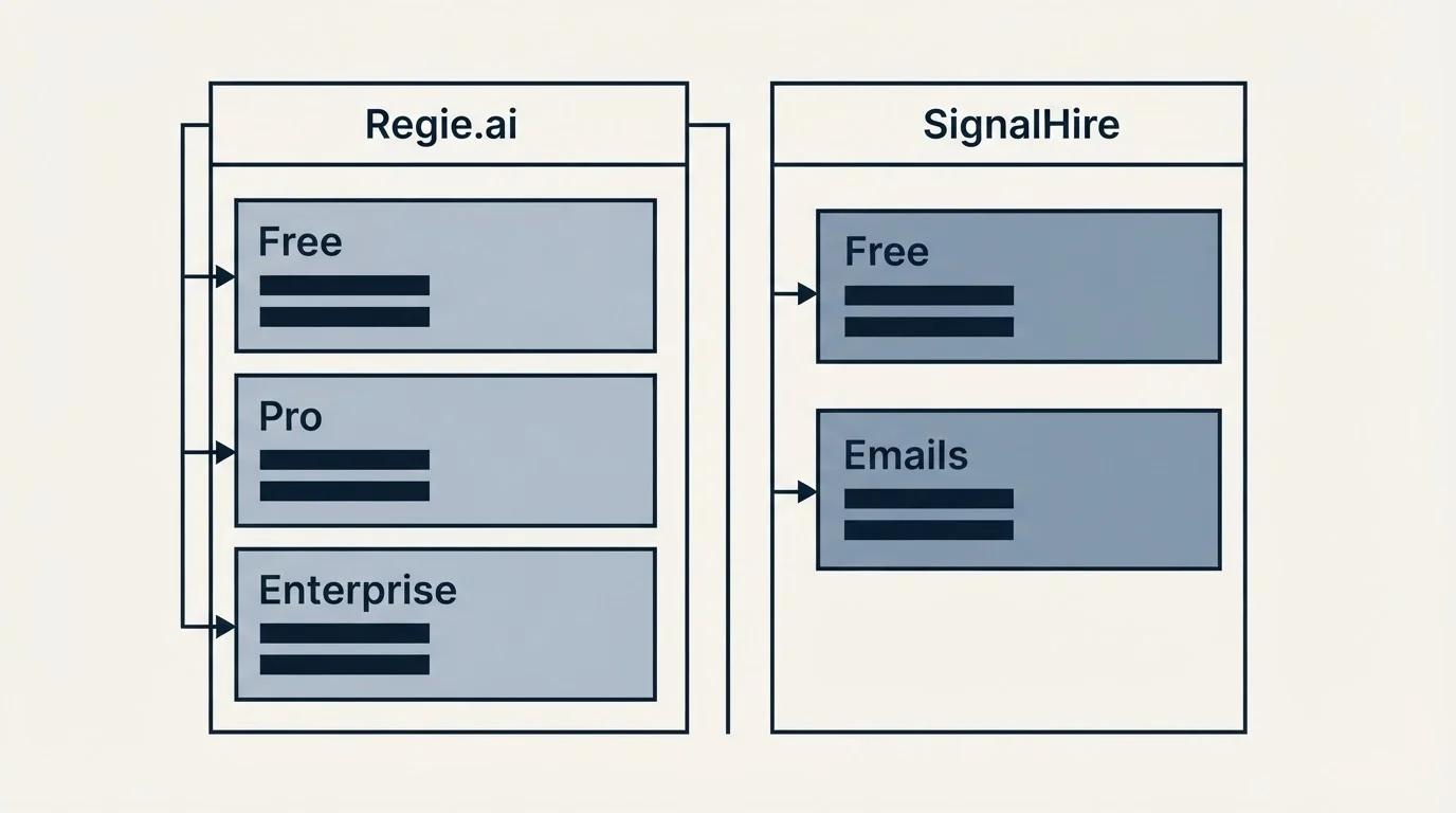 Pricing table: Pricing Comparison (Regie.ai, SignalHire, Free, Pro)