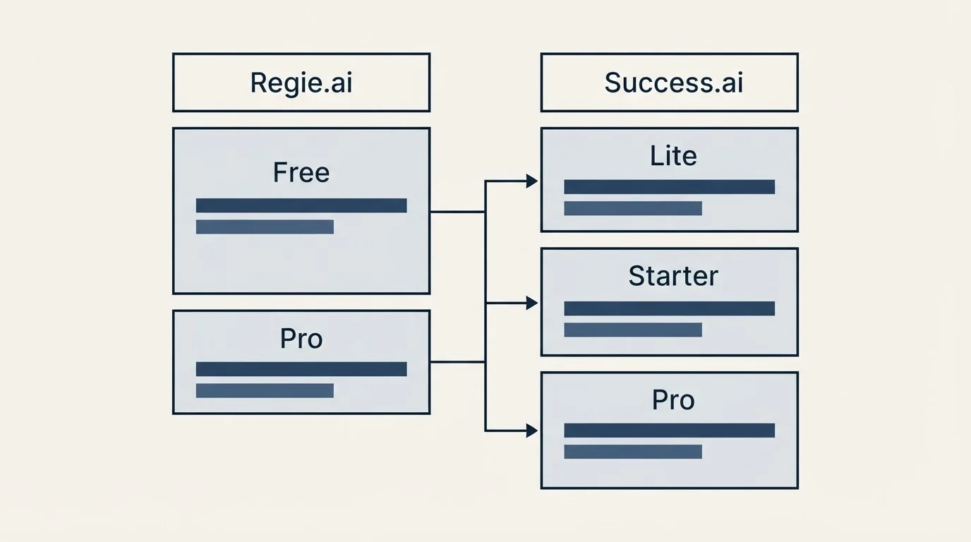 Pricing table: Pricing Comparison (Regie.ai, Success.ai, Free, Lite)