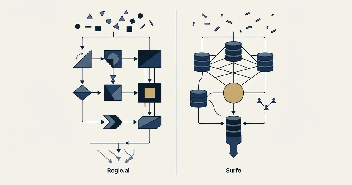 Editorial illustration for Regie.ai vs Surfe