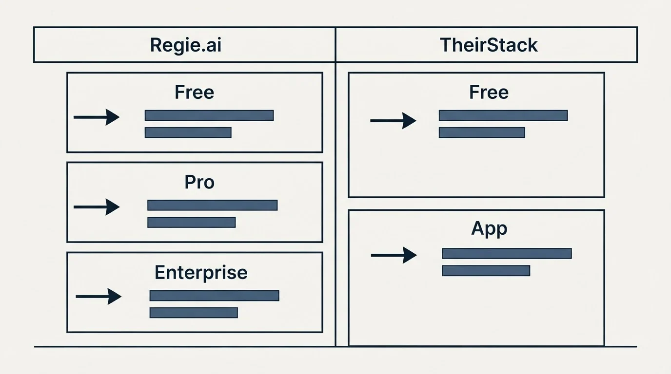 Pricing table: Pricing Comparison (Regie.ai, TheirStack, Free, Pro)
