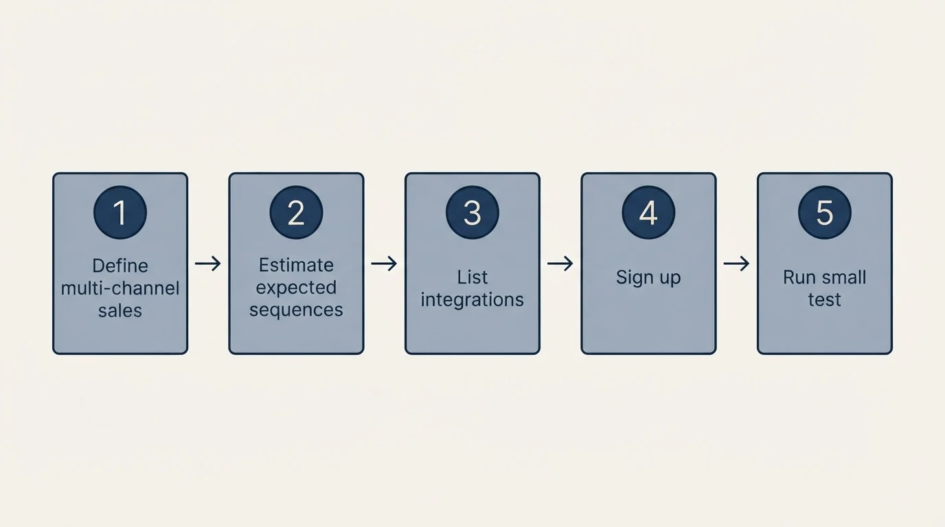 Step sequence: Getting Started Checklist (Define multi-channel sales, Estimate expected sequences, List integrations, Sign up)