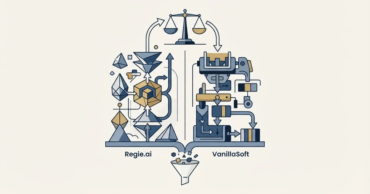 Editorial illustration for Regie.ai vs Vanillasoft