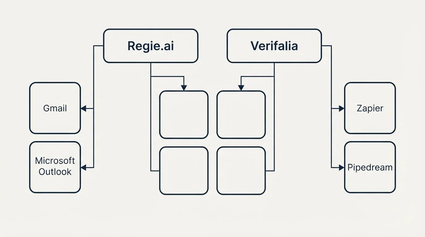 Integration grid: Integration Ecosystem (Regie.ai, Verifalia, Gmail, Zapier)