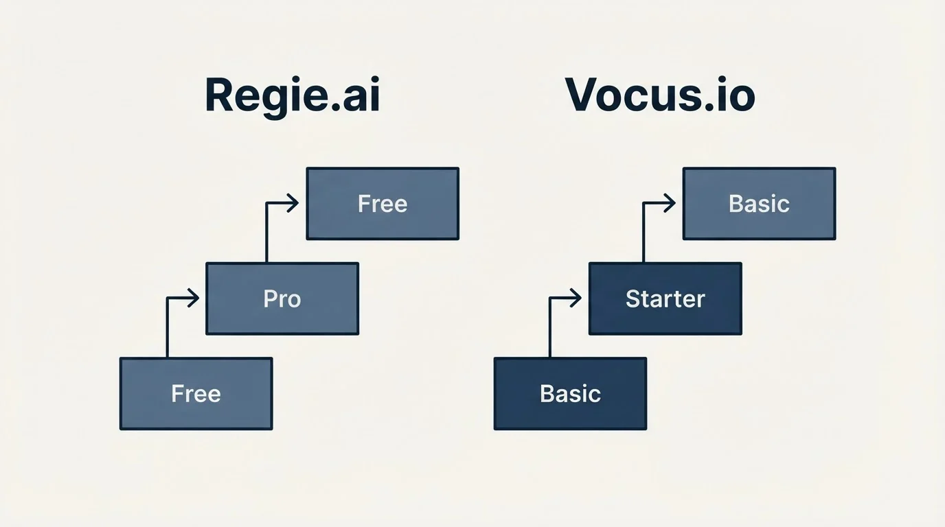 Pricing ladder: Pricing Comparison (Regie.ai, Vocus.io, Free, Basic)